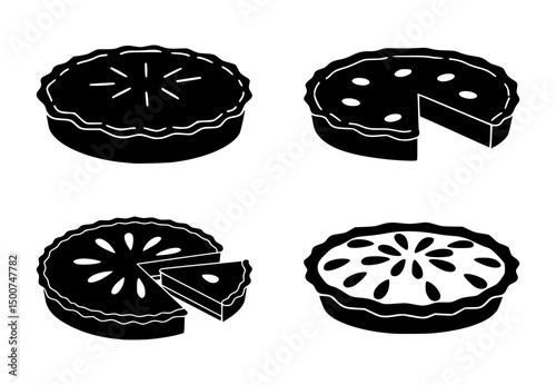 pie silhouette set, isolated background