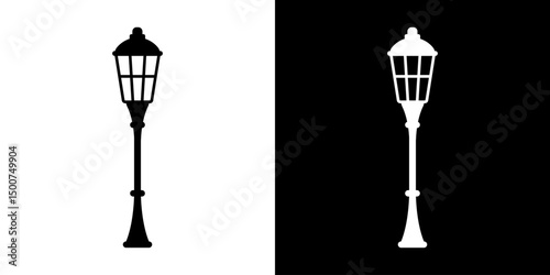 Street lamps icon. Devices for illumination of entryway, porch, walkway, path, garden, yard, park. Vector flat icon set.