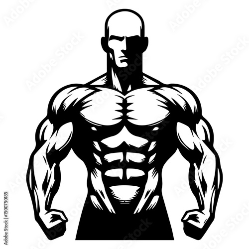 Male Bodybuilder Flexing Muscles
