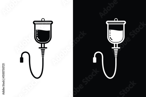 Catheter Vector Silhouette. Clean Design for Surgery Graphics