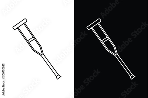 Crutches Vector Icon. Simple Medical Symbol in Line Style