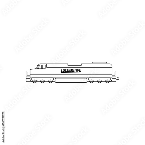 Train locomotive vector illustration in outline style. Editable EPS format, perfect for transport, travel, or industrial-themed design projects.