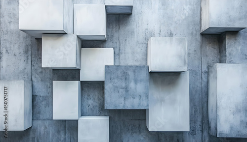 Abstract Concrete Cubes Wall Texture