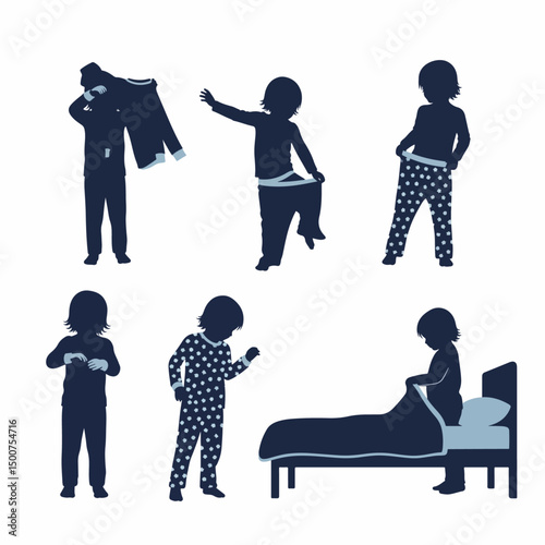 Child getting ready for bed poses