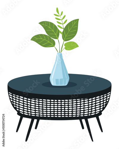 elegant woven coffee table botanical accent