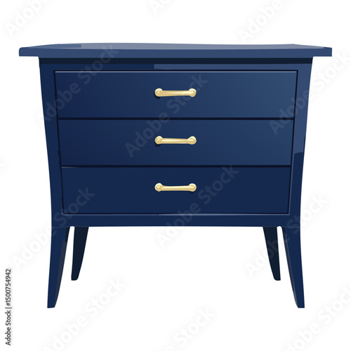 Dark Blue Dresser with Four Drawers