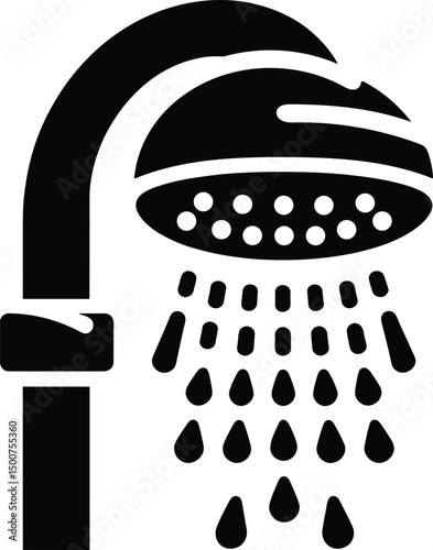Simple black and white shower head vector art silhouette