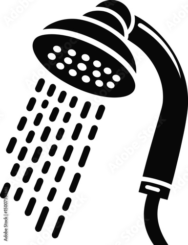 Simple black and white shower head vector art silhouette