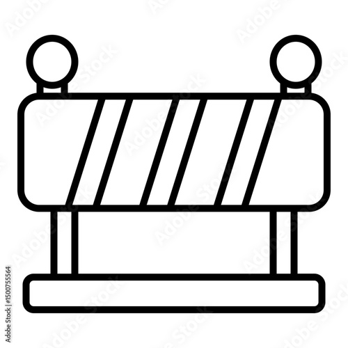 Shows a striped barrier, commonly used for road closures or construction zones, featuring lights on top for visibility.