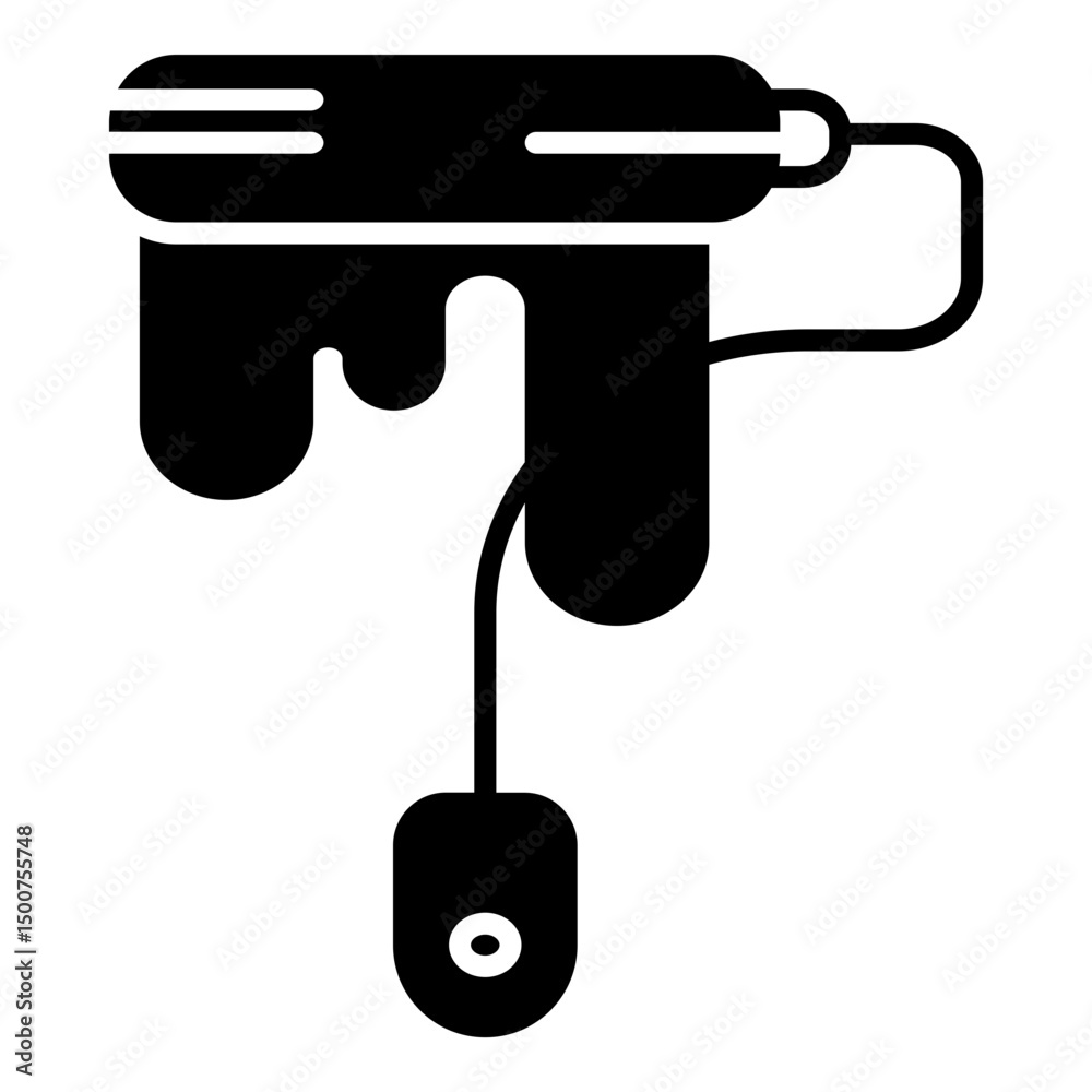 solid black illustration of a caulking gun with sealant oozing out. solid black illustration of a caulking gun with sealant oozing out.