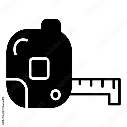 solid black shape of a retractable tape measure, commonly used for taking linear measurements.