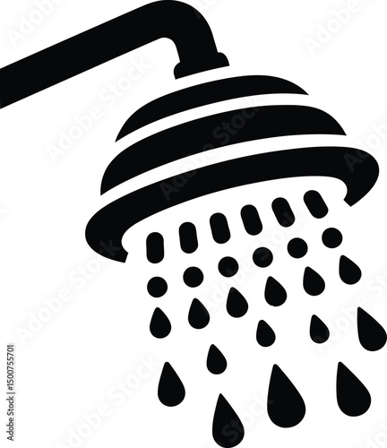 Simple black and white shower head vector art silhouette