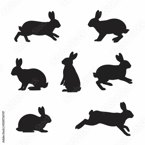 Rabbit silhouette collection animal wild hare icon