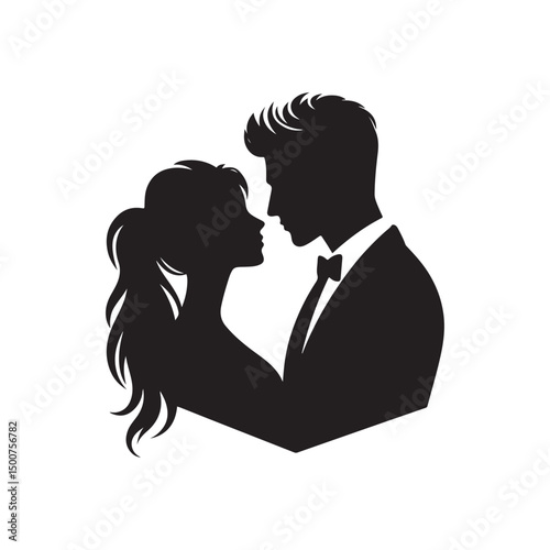 couple vector silhouette clip art logo illustration. Dating, Wedding, and Romantic Scenes. Romantic Couples Silhouette Set for Wedding Invitations & Love Themes.