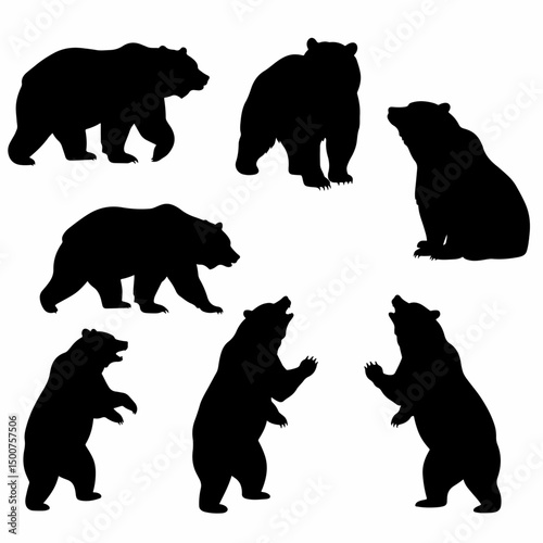 Bear silhouette group, wildlife, mammal, standing bears