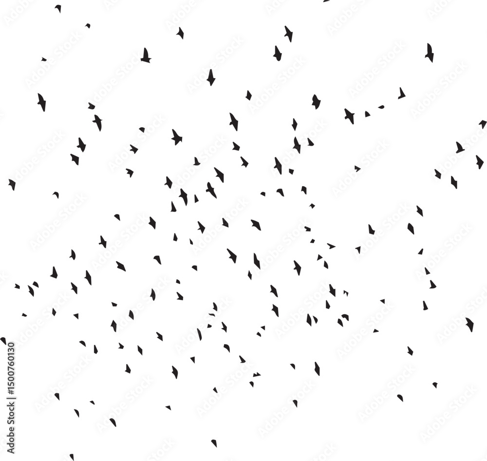 Minimalist Flock of Birds in Flight on White Sky Background Minimalist Flock of Birds in Flight on White Sky Background