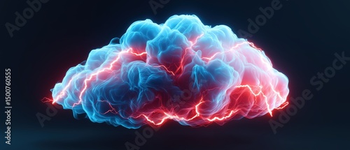 Abstract cloud - like form with red lightning effects photo