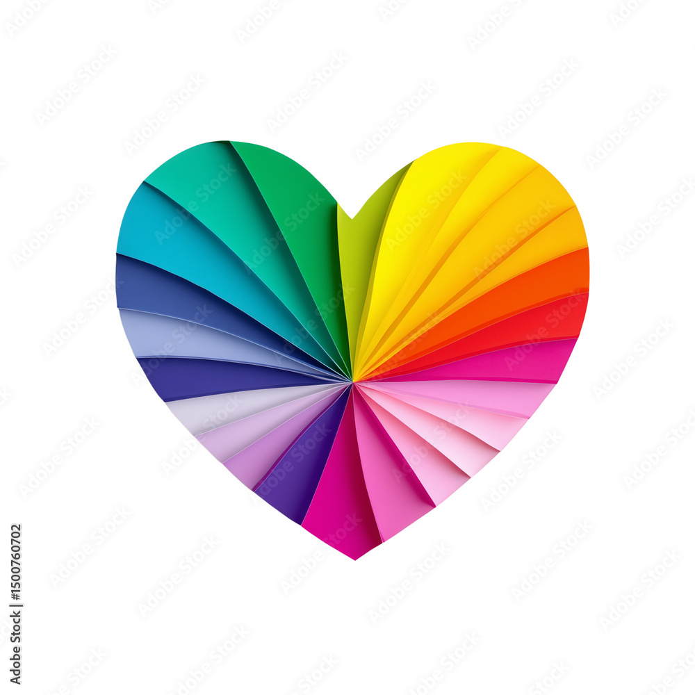 Fototapeta premium Rainbow heart-shaped paper fold illustration