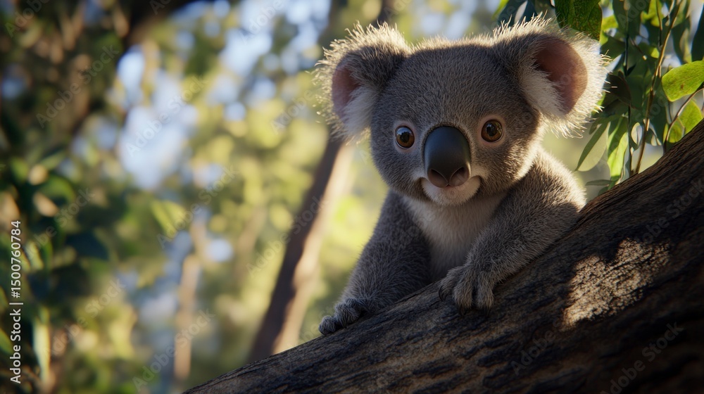 Fototapeta premium Cute koala cub in a tree
