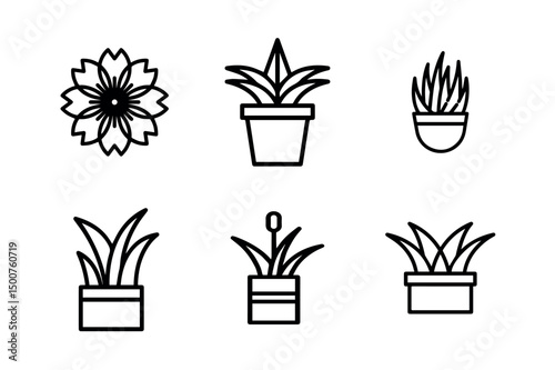 Plant outline vector icon in whitebackground