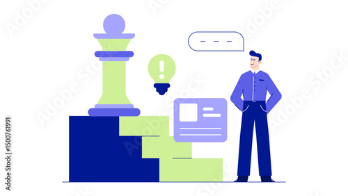 Man and woman with chess piece. Suitable for strategic business concepts, teamwork, leadership, game strategy, partnership, and competition themes.
