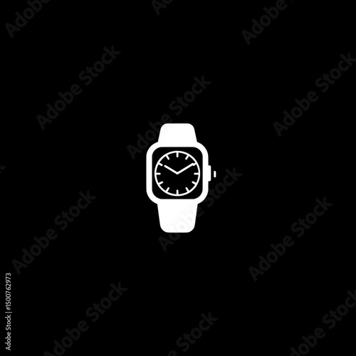 A flat - style vector icon of a watch in a simple and minimalistic manner, ideal for use in contemporary branding, UI/UX design, or promotional materials.