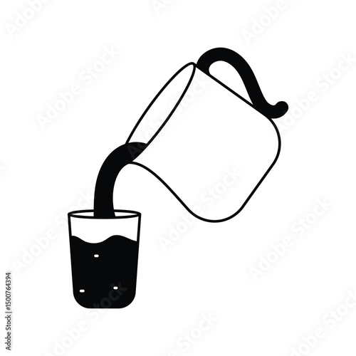 milk jar glyph outline icon with white background vector stock illustration
