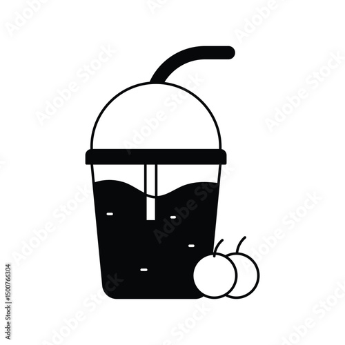 smoothie glyph outline icon with white background vector stock illustration