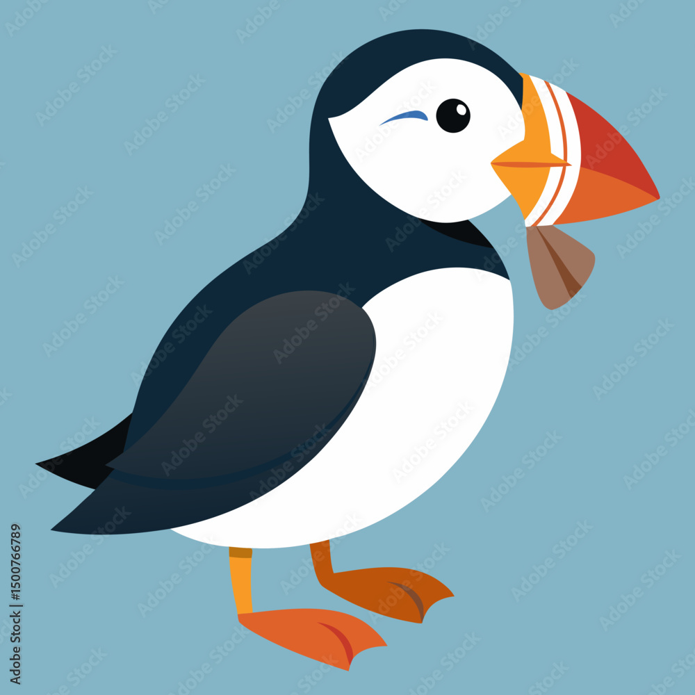 Obraz premium puffin carries fish