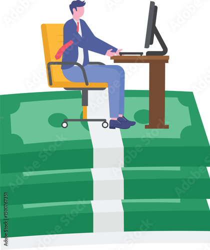 High paying jobs or high salary career, excellent income and wages, make money online with computer and internet concept.

