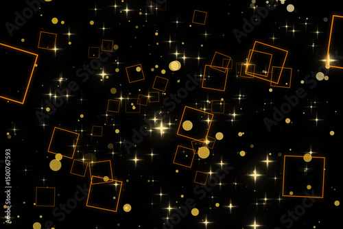 A graphic of rising square shape and glitter