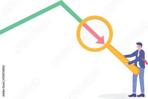 Stock market or Cryptocurrency decline, down turn or economic recession, market plunge signal,

