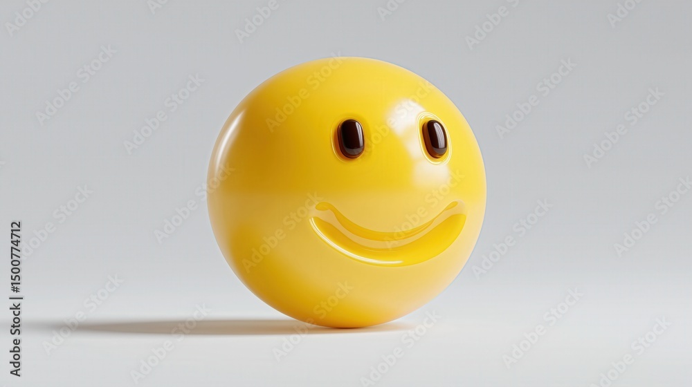 Fototapeta premium Smiling yellow emoji - shaped object