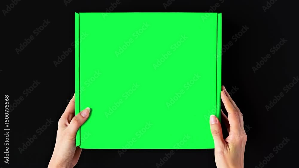 Pizza delivery box live mockup animation, transparent 4K video, green screen