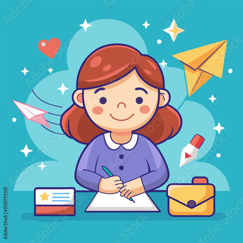 Gril with a letter
