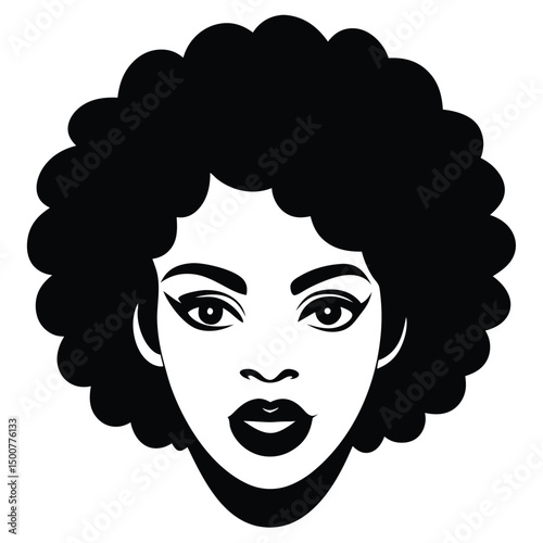 Afro silhouette, black and white portrait of a woman, Vector art of an afro girl wearing Juneteenth color palette