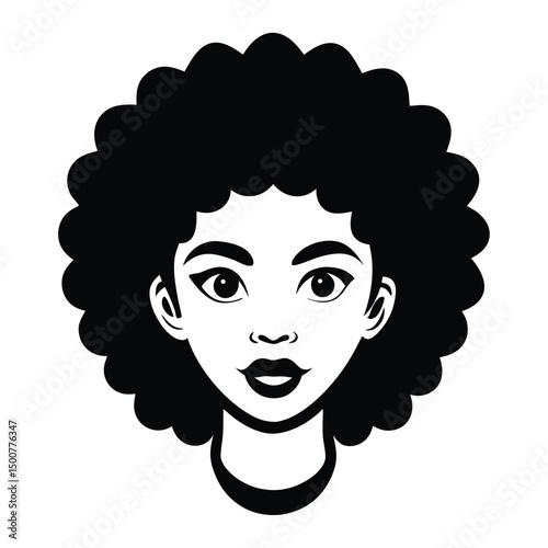 Afro silhouette, black and white portrait of a woman, Vector art of an afro girl wearing Juneteenth color palette