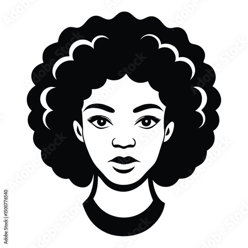 Afro silhouette, black and white portrait of a woman, Vector art of an afro girl wearing Juneteenth color palette