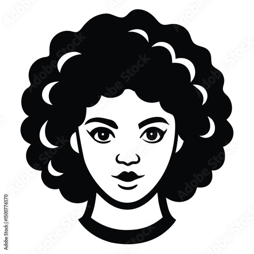 Afro silhouette, black and white portrait of a woman, Vector art of an afro girl wearing Juneteenth color palette