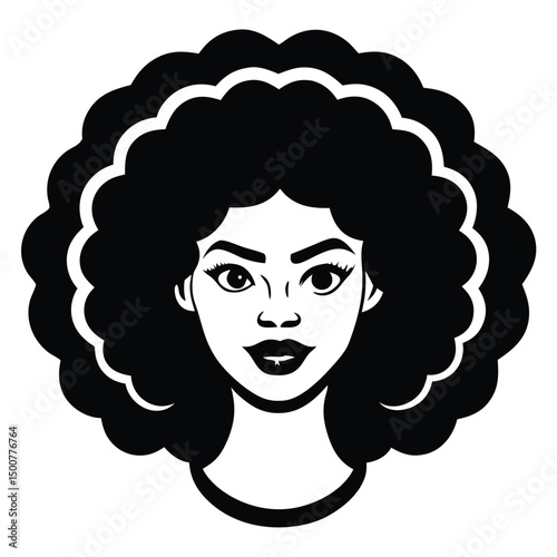 Afro silhouette, black and white portrait of a woman, Vector art of an afro girl wearing Juneteenth color palette