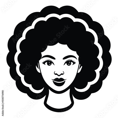 Afro silhouette, black and white portrait of a woman, Vector art of an afro girl wearing Juneteenth color palette
