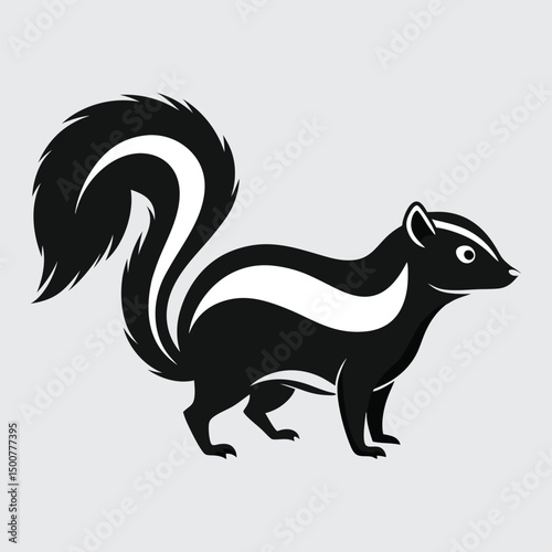 Skunk line art vector illustration.