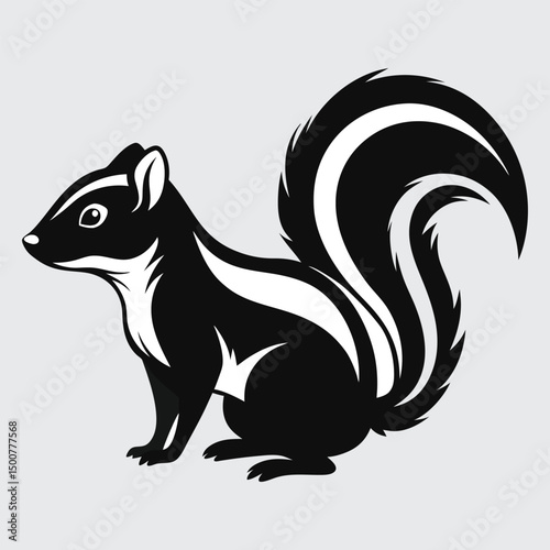 Skunk line art vector illustration.