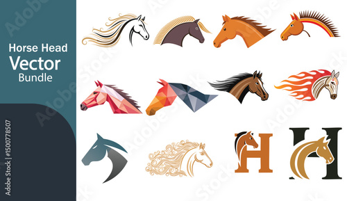 Ten unique horse head vector logo designs bundle