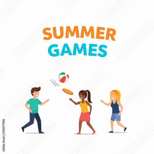 Summer games with friends playing outdoors