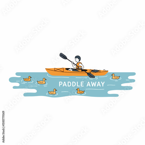 Man kayaking with ducks on water activity
