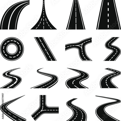 Road Svg Bundle, road Vector clipart Silhouette, highway Silhouette, Bending Svg, Street Svg
