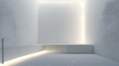 Simple, minimalist interior design featuring clean lines and bright lighting. photo
