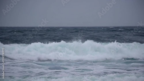 Aerial Slow Motion | Mesmerizing Frothy Waves on a Moody Summer Sea
