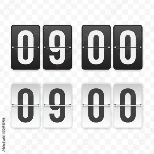 Vector illustration of a flip clock icon sign and symbol  nine o'clock. Black and white colored icons for website design .Simple design